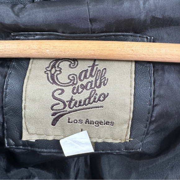 Catwalk Studio Los Angeles Black Imitation Leather Jacket Size Large - Picture 5 of 8